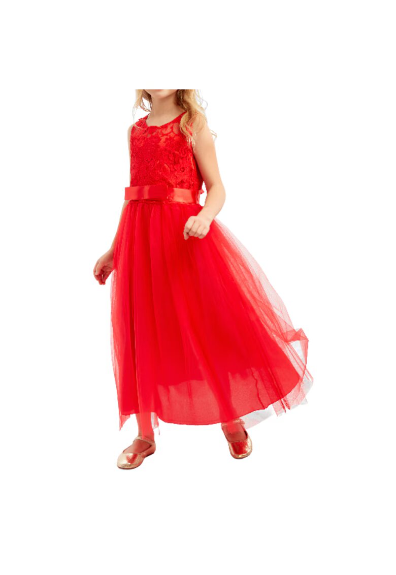 ZOYA Fashion Елегантна рокля за момиченце Маргарет с дантела и тюл - червен цвят - Червен