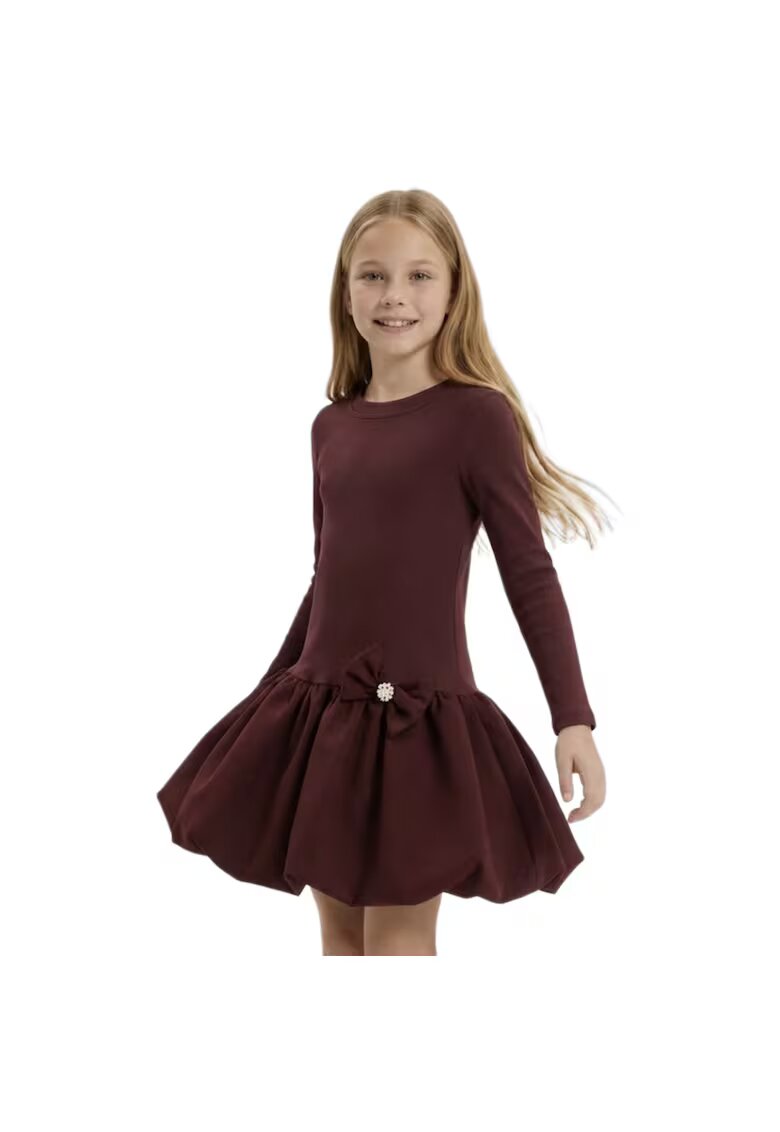 ZOYA Fashion Рокля за момиче MaLuna Aria - мини - дълъг ръкав - вталена кройка с балон пола - бордо