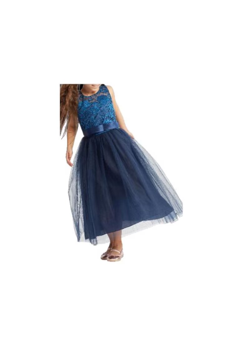 ZOYA Fashion Тъмносиня рокля за момичета Margaret - елегантност и комфорт - с дантела - тюл и сатенена панделка