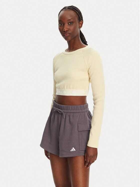 adidas Блуза Ribbed JD0013 Бежов Slim Fit