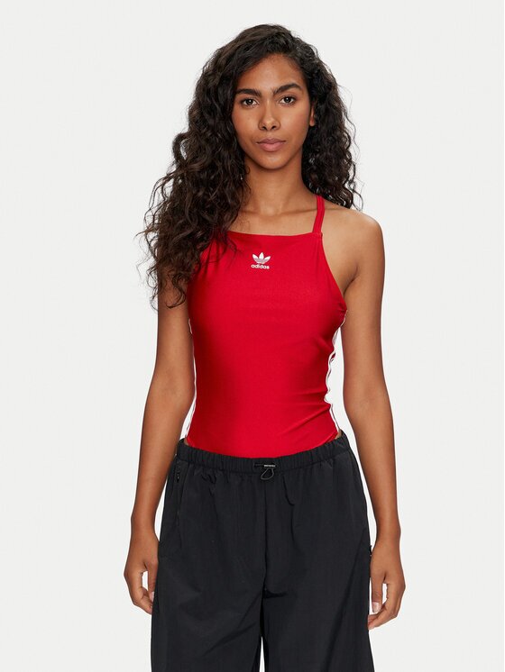 adidas Боди 3-Stripes IY7295 Червен Slim Fit
