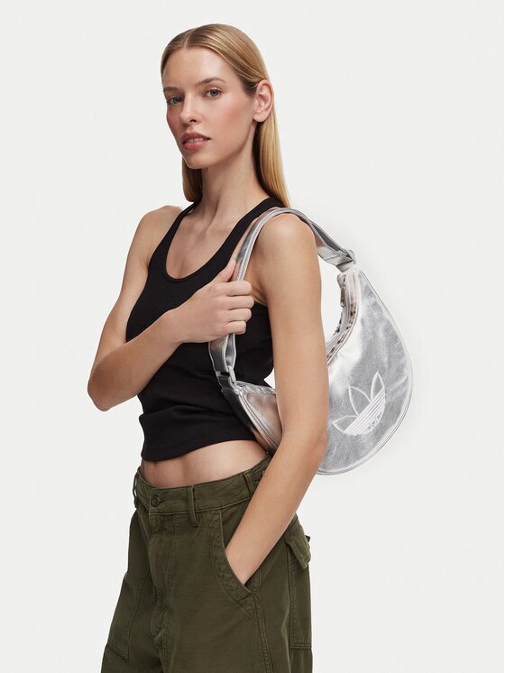 adidas Дамска чанта Adicolor Half Crescent Bag Metallic Pu KR1562 Сребрист