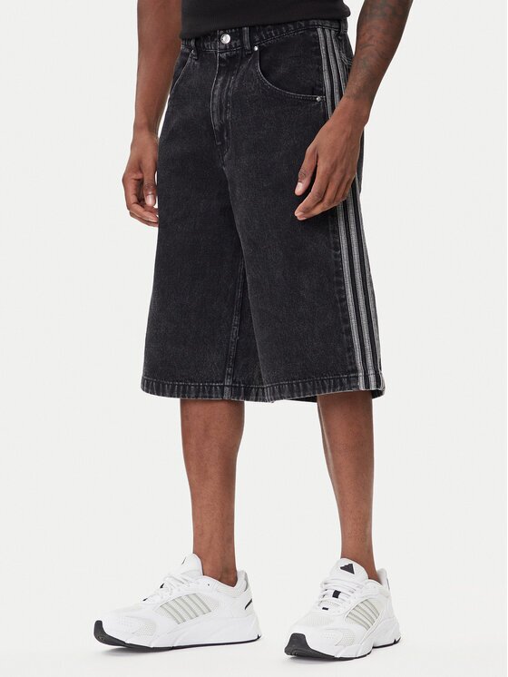 adidas Дънкови шорти adicolor Denim Firebird JC6719 Черен Loose Fit