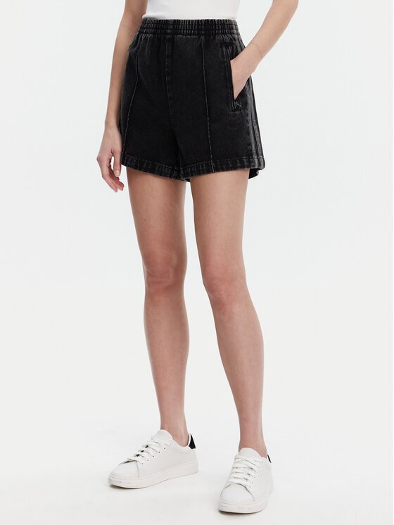 adidas Дънкови шорти adicolor Denim Firebird JD3107 Черен Loose Fit