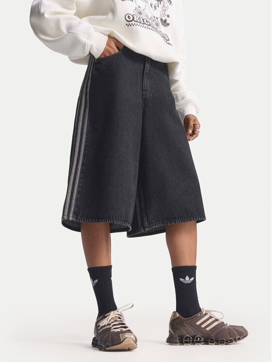 adidas Дънкови шорти Firebird Jorts KD2916 Черен Oversize