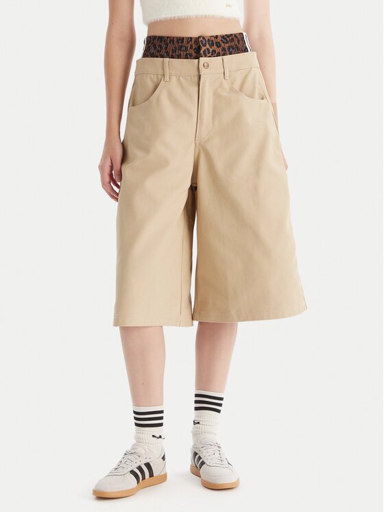 adidas Дънкови шорти Firebird Utility JX8762 Бежов Regular Fit