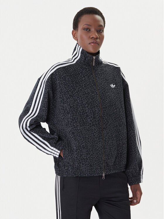adidas Дънково яке Firebird Aop KD8809 Сив Oversize