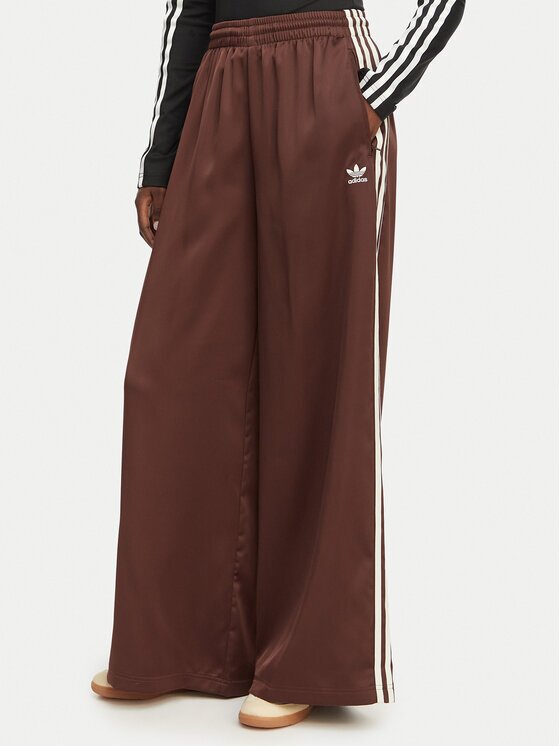 adidas Долнище анцуг adicolor Satin KD2541 Кафяв Wide Leg