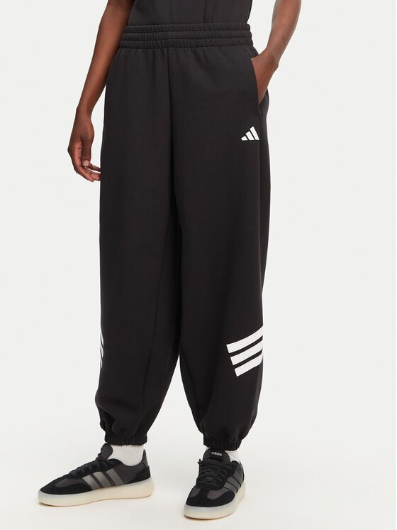 adidas Долнище анцуг Future Icons 3-Stripes Parachute JE0141 Черен Loose Fit