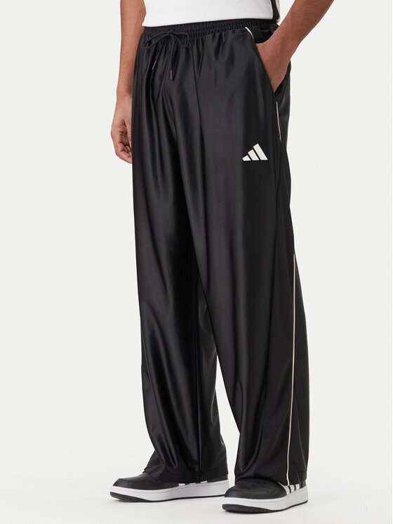 adidas Долнище анцуг Stadium Shiny JZ6848 Черен Loose Fit