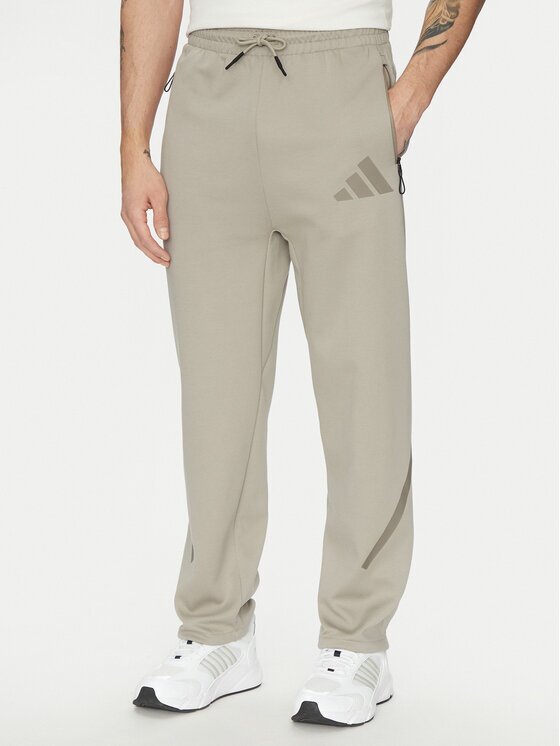 adidas Долнище анцуг Z.N.E. Open-Hem JC6716 Бежов Loose Fit