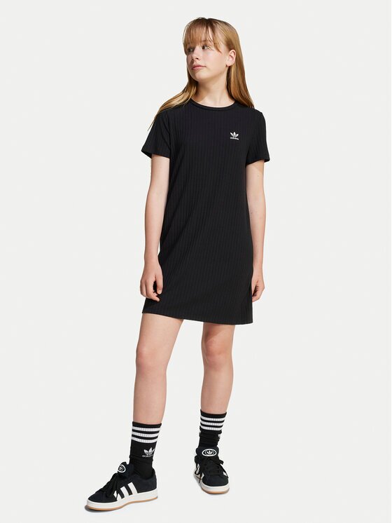 adidas Ежедневна рокля Ribbed JC8429 Черен Regular Fit