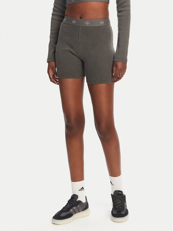adidas Къс клин Ribbed Booty JC7554 Сив Slim Fit