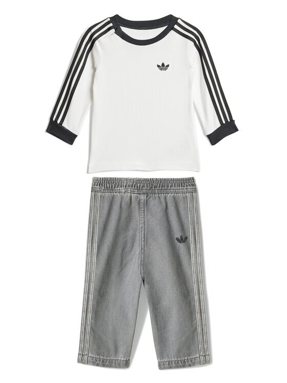adidas Комплект блуза и панталон Denim JW5312 Бял Regular Fit