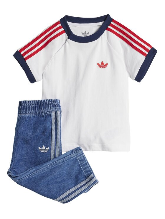 adidas Комплект от тишърт и панталони Denim JC7863 Син Regular Fit