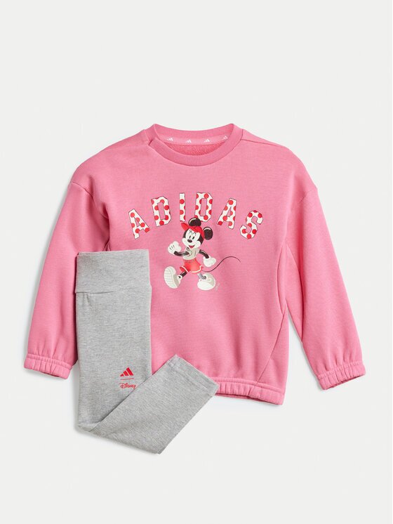 adidas Комплект суитшърт и клин Disney Mickey Mouse JF3627 Розов Slim Fit