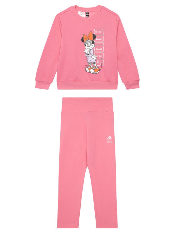 adidas Комплект суитшърт и клин Disney Minnie Mouse JL9201 Розов Regular Fit