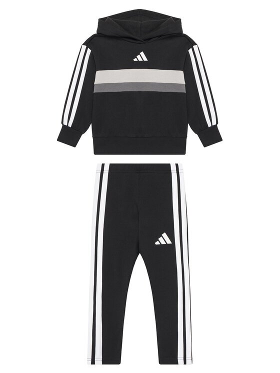 adidas Комплект суитшърт и клин Seasonal Essentials Tiberio 3-Stripes JI6218 Черен Slim Fit