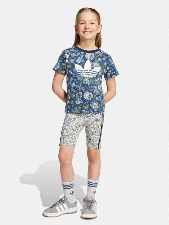 adidas Комплект тишърт и панталонки Liberty London JV7722 Тъмносин Slim Fit