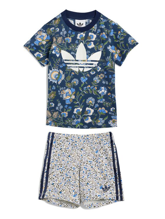 adidas Комплект тишърт и панталонки Liberty London JY3017 Тъмносин Regular Fit