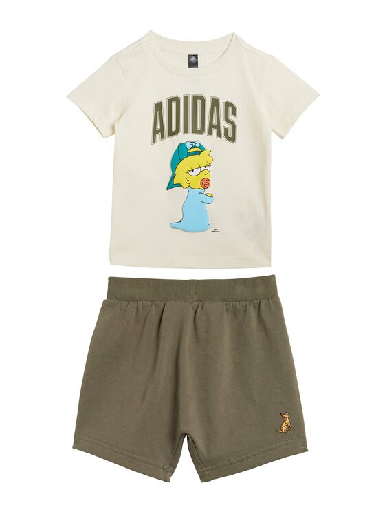 adidas Комплект тишърт и панталонки The Simpsons JL9174 Бежов Regular Fit