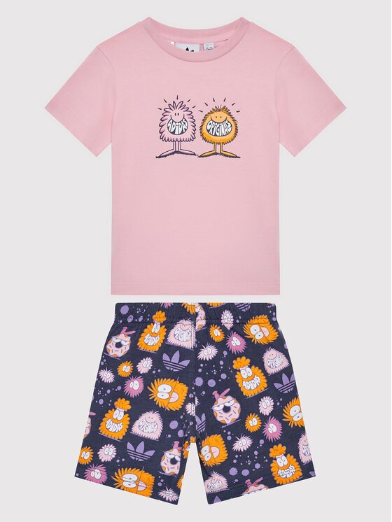 adidas Комплект тишърт и спортни шорти KEVIN LYONS HC1985 Розов Regular Fit