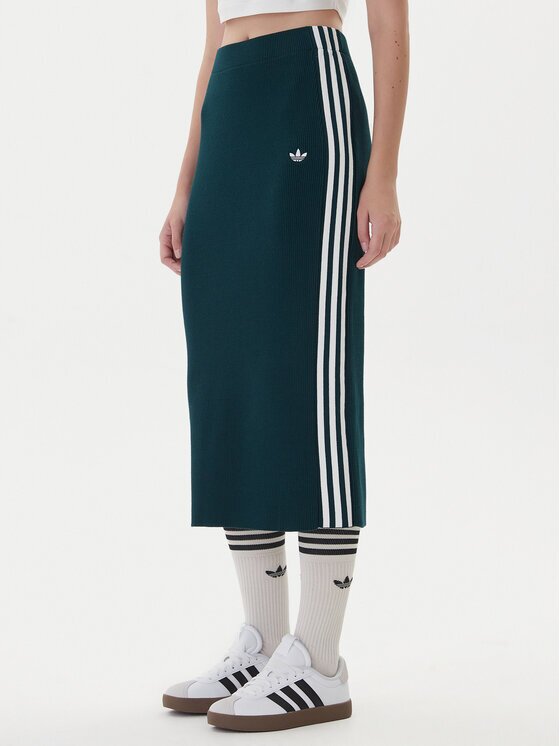 adidas Пола тип молив adicolor Knit 3-Stripes JW2662 Зелен Regular Fit