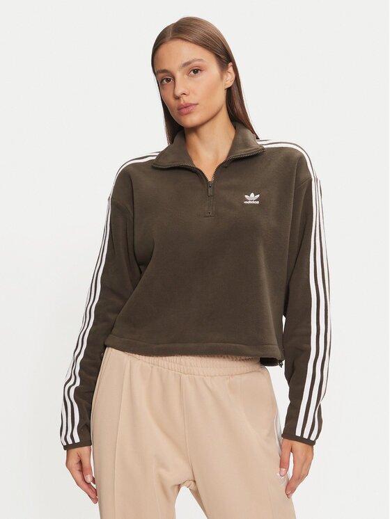 adidas Полар Polar Fleece 1/2 Zip IW3164 Зелен Loose Fit