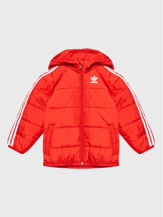 adidas Пухено яке adicolor HK7452 Червен Regular Fit