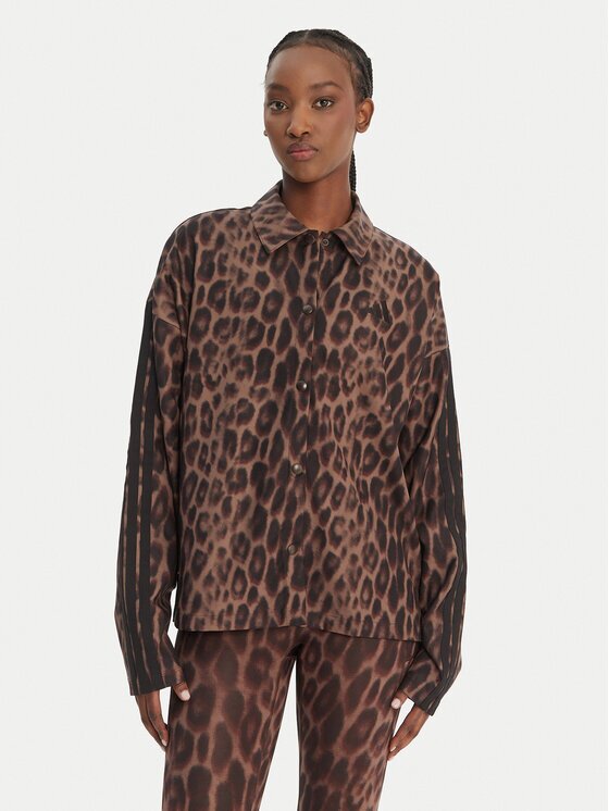 adidas Риза-яке Seasonal Essentials Leopard Print JZ0297 Кафяв Loose Fit