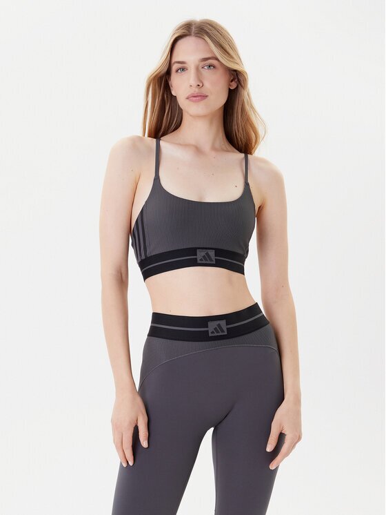 adidas Спортен сутиен Hyperglam JN2661 Сив Slim Fit