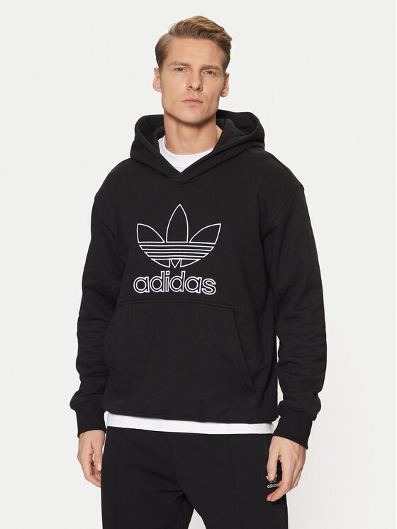 adidas Суитшърт adicolor Outline Trefoil JP1079 Черен Loose Fit