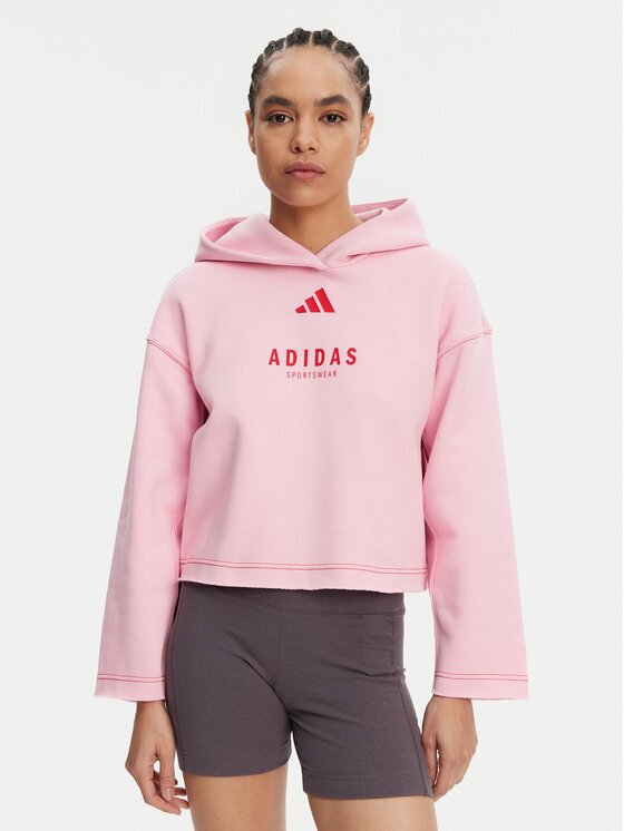 adidas Суитшърт ALL SZN Graphic JJ4519 Розов Loose Fit