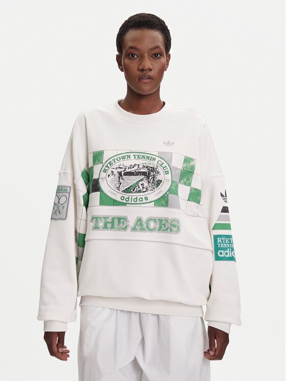adidas Суитшърт Archive Court JW0149 Бял Oversize
