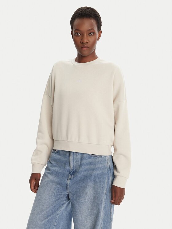 adidas Суитшърт Essentials Small Logo Feelcozy JI6069 Бежов Loose Fit