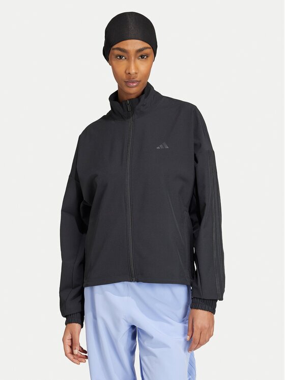 adidas Суитшърт от техническо трико Pacer All Gym Tonal 3-Stripes IW8167 Черен Regular Fit
