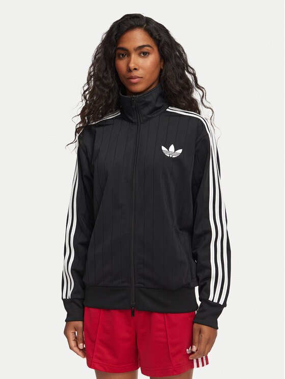 adidas Суитшърт Pinstripe Firebird KS6786 Черен Loose Fit