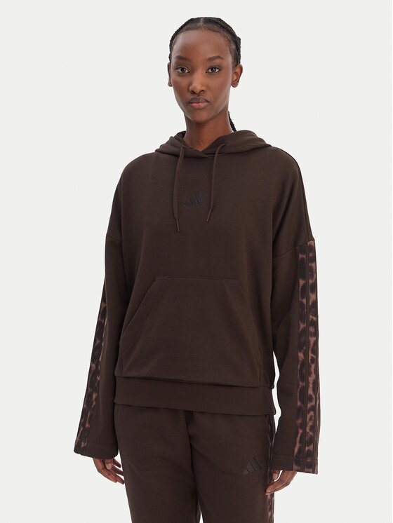 adidas Суитшърт Seasonal Essentials Leopard Print KA4683 Кафяв Loose Fit