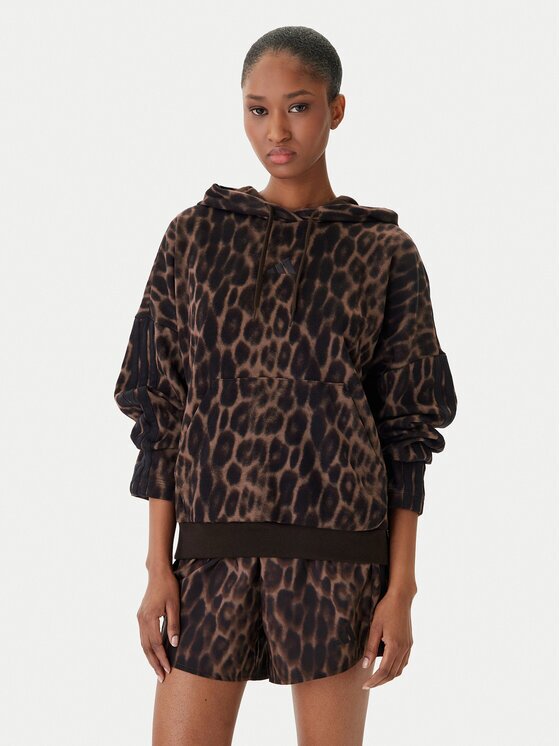 adidas Суитшърт Seasonal Essentials Leopard Print KH0293 Кафяв Loose Fit