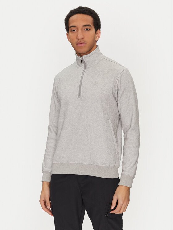 adidas Суитшърт Trefoil Essentials Waffle JD2447 Сив Regular Fit