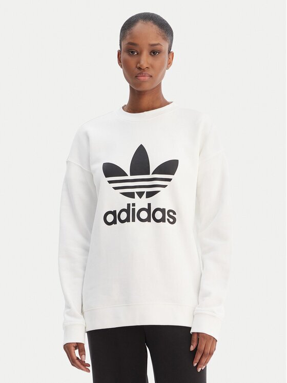 adidas Суитшърт Trefoil GN2961 Бял Regular Fit