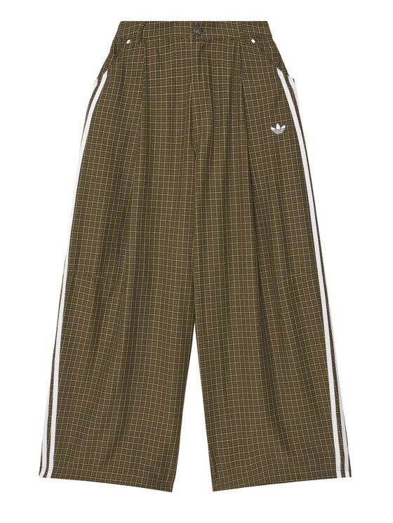 adidas Текстилни панталони Checks LE8308 Каки Wide Leg