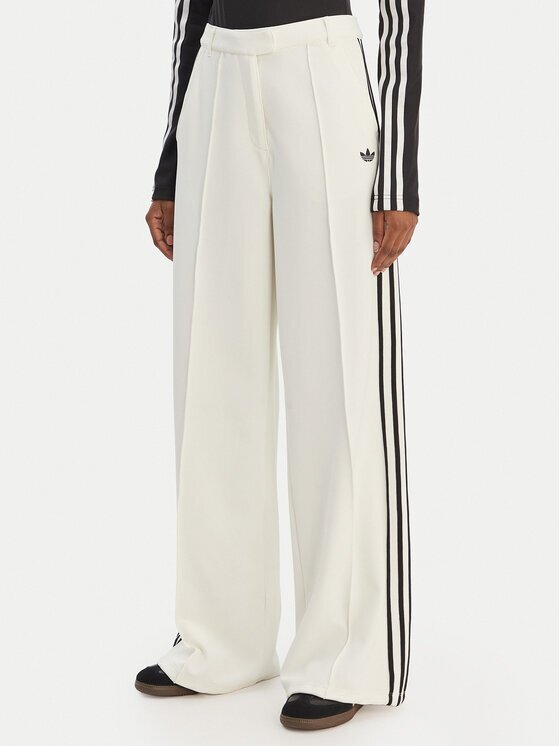 adidas Текстилни панталони Sport Tailored KC9089 Бял Wide Leg