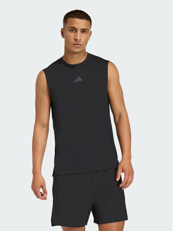 adidas Тениска от техническо трико D4T Primelift 3 Stripes KD0373 Черен Slim Fit