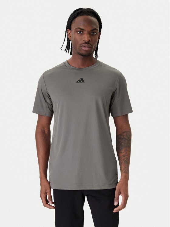 adidas Тениска от техническо трико D4T PrimeLift 3 Stripes KE9936 Сив Regular Fit