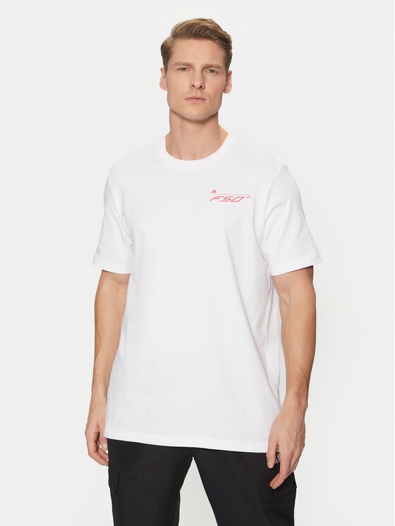 adidas Тениска от техническо трико F50 History Graphic JD8219 Бял Regular Fit