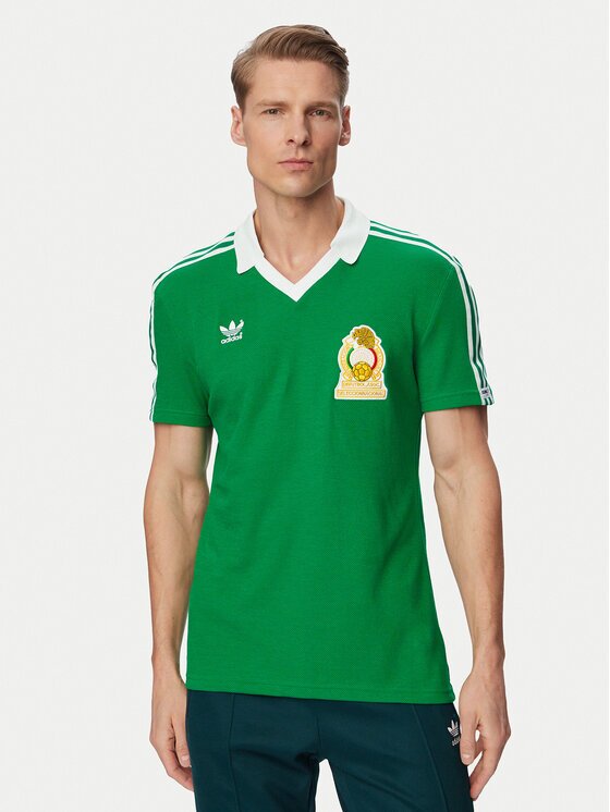 adidas Тениска от техническо трико Mexico Home Jersey 1986 JN3710 Зелен Slim Fit