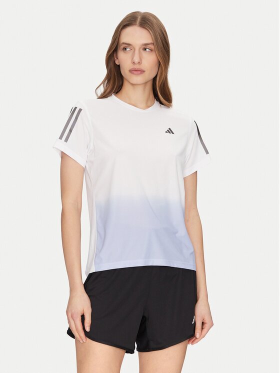 adidas Тениска от техническо трико Own the Run Colorblock JC9889 Бял Regular Fit
