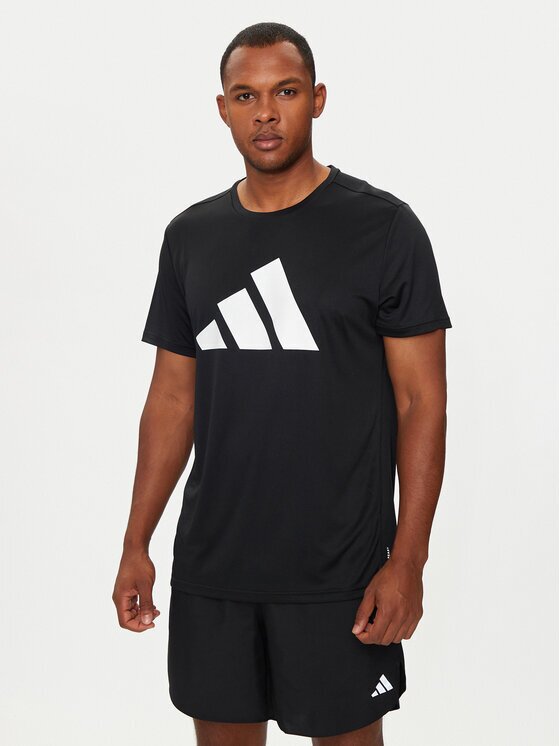 adidas Тениска от техническо трико Run It IL7235 Черен Regular Fit