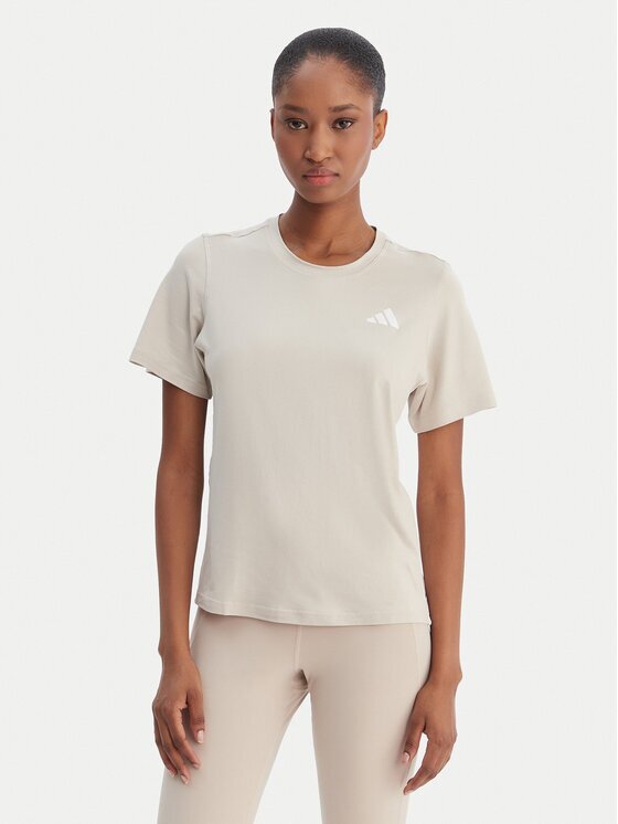 adidas Тениска от техническо трико Train Essentials 3-Stripes Workout JD6530 Бежов Regular Fit